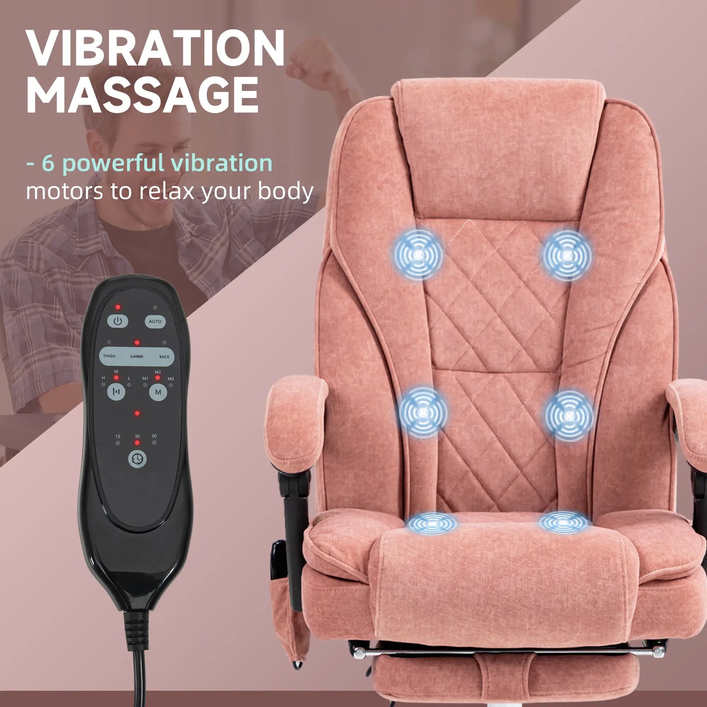 Massage Office Chair, Reclining Computer Chair, Adjustable Height, Pink Massage Chairs at Gallery Canada