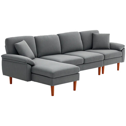 L-Shape Sofa, Modern Sectional Couch with Chaise Lounge, Dark Grey 3-Seater Sofas at Gallery Canada