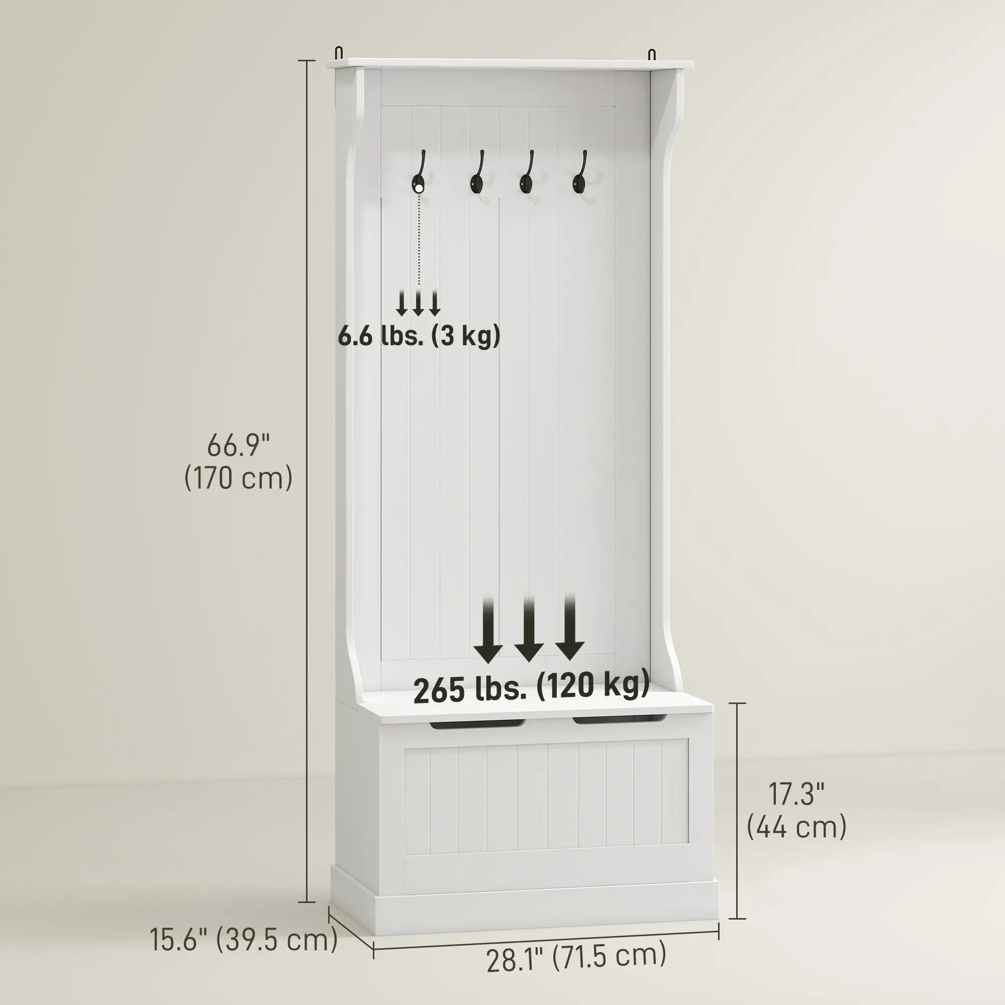 3-In-1 Hall Tree, Coat Rack, Shoe Storage, Bench Seat, Entryway Bench, 4 Hooks Clothing Storage at Gallery Canada