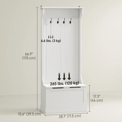 3-In-1 Hall Tree, Coat Rack, Shoe Storage, Bench Seat, Entryway Bench, 4 Hooks Clothing Storage at Gallery Canada