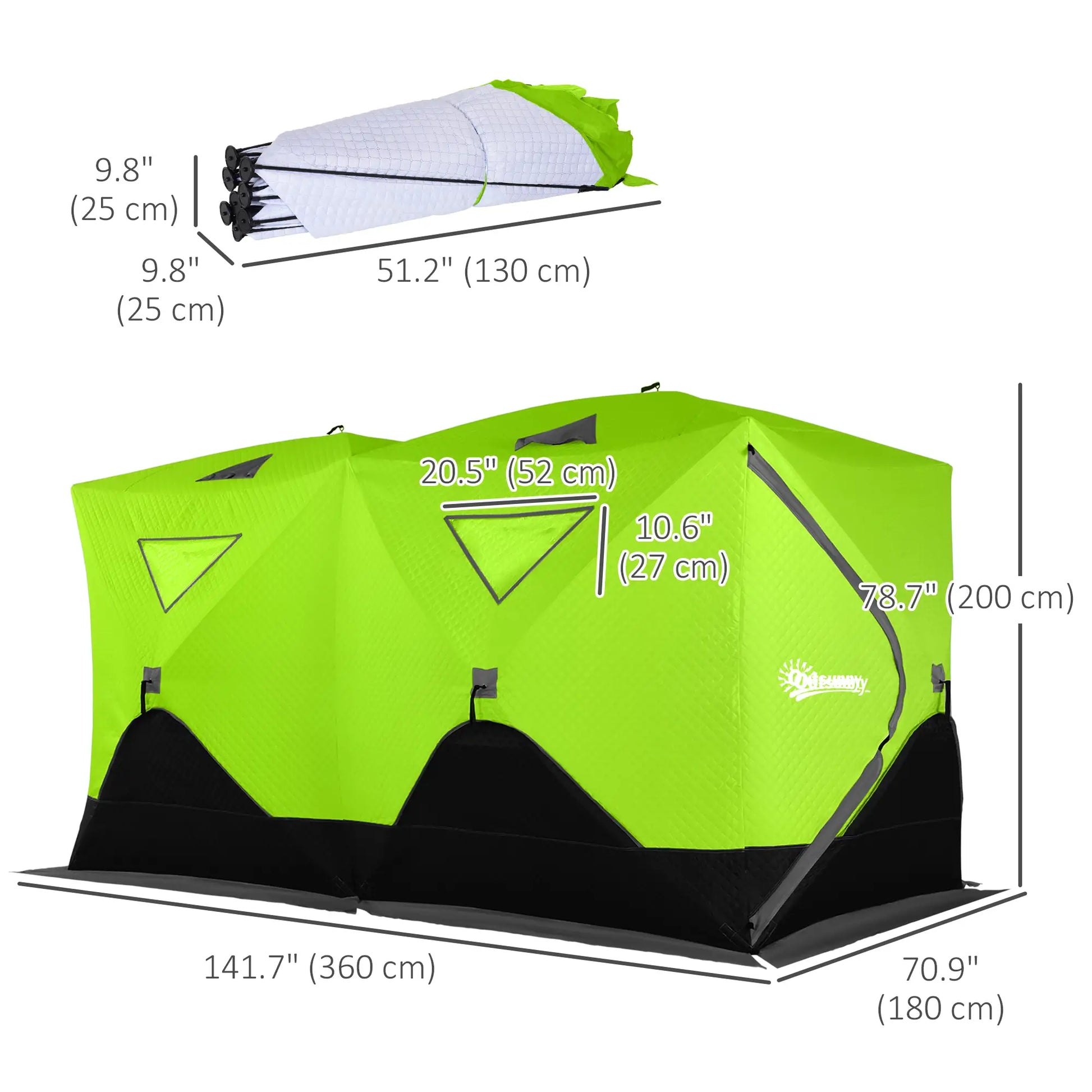 8-Person Insulated Ice Fishing Tent, Ventilation Windows, Carry Bag, -22℉, Green Ice Fishing Tents at Gallery Canada