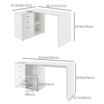 L-Shaped Desk, Computer Corner Desk with Shelf, Drawer, White Computer Desks at Gallery Canada