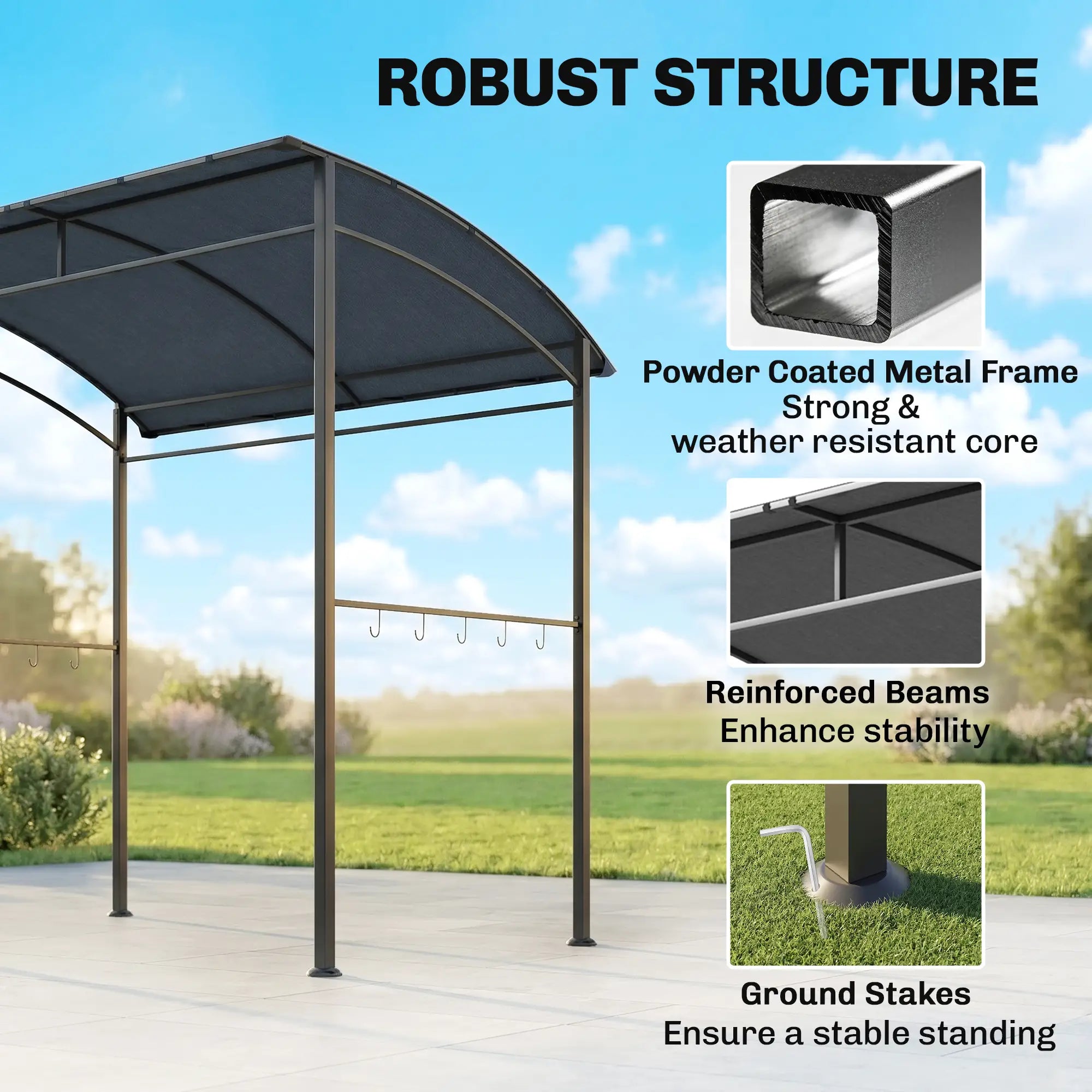 7' x 5' BBQ Grill Gazebo Tent, Steel Frame, Grey BBQ Grill Gazebos at Gallery Canada
