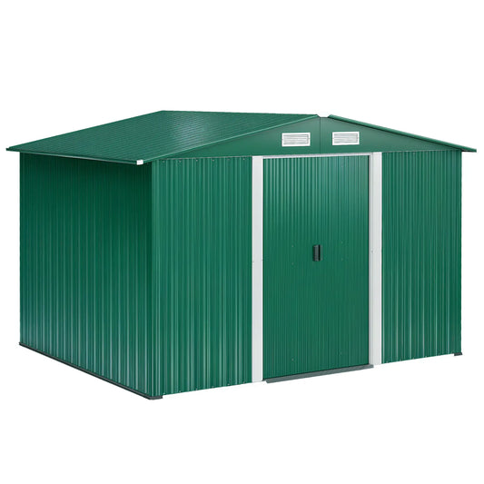 8.5' x 6.8' x 5.8' Garden Storage Shed, Double Sliding Door, 4 Vents, Green Sheds Green at Gallery Canada