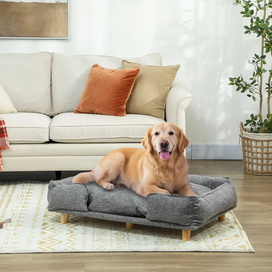 Washable Dog Sofa for Large Dogs, Elevated Pet Couch, Dark Grey Dog Sofas Dark Grey at Gallery Canada