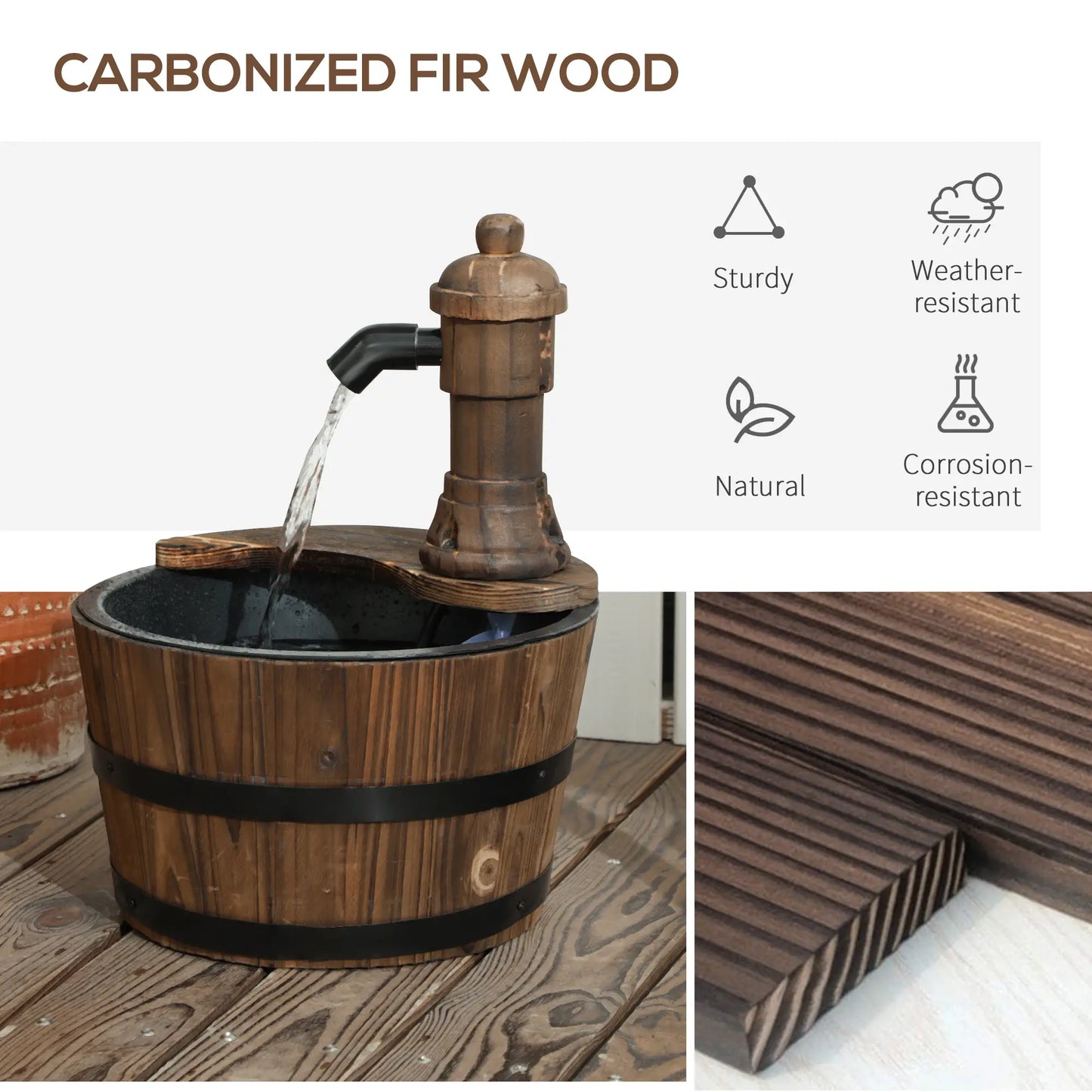 Outdoor Garden Fountain with Electric Pump, Carbonized Water Fountains at Gallery Canada
