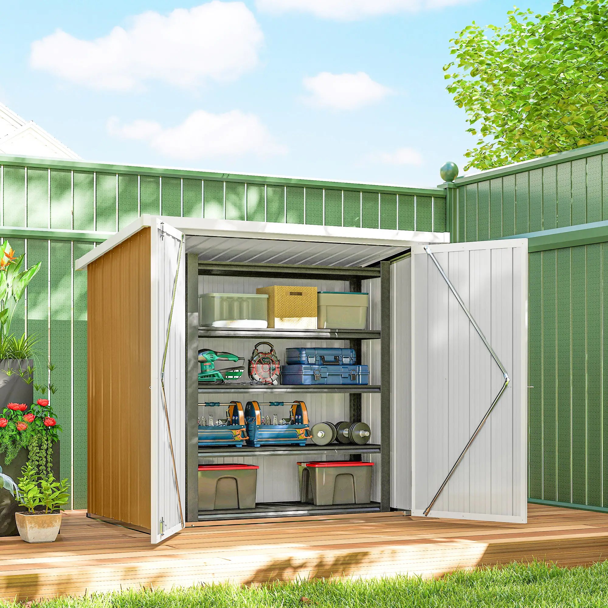 5' x 3' Metal Garden Storage Shed With Double Doors Sheds at Gallery Canada