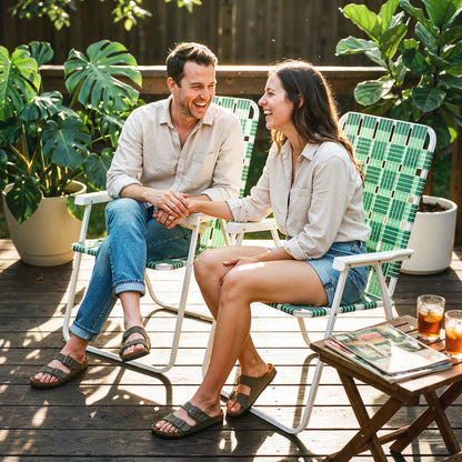 Set Of 2 Folding Patio Chairs, Portable With Armrests, Green Patio Chairs at Gallery Canada