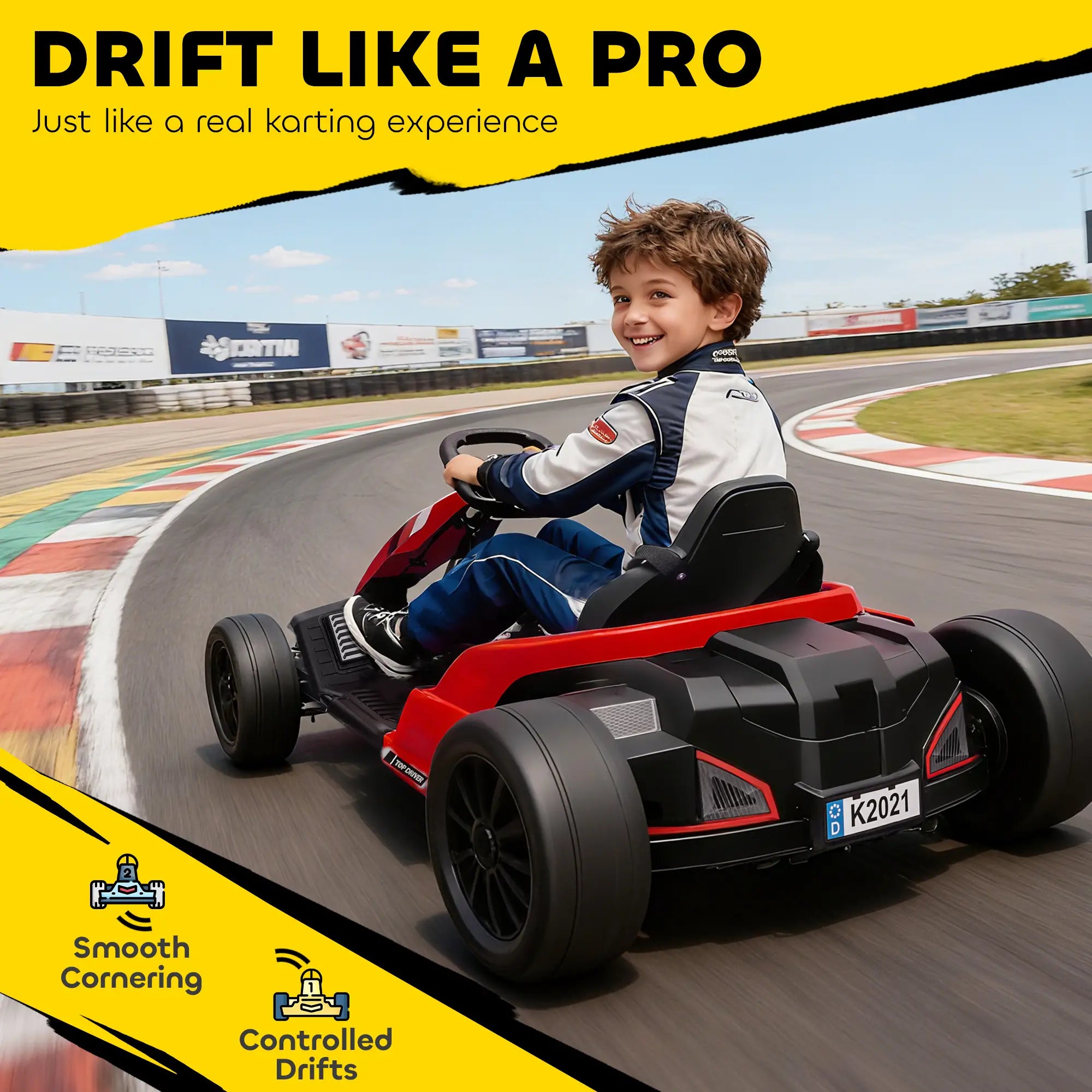 24V Electric Go Kart, Dual 150W Motors, Adjustable Seat, 11.2MPH, Red Electric Ride-On Toys at Gallery Canada