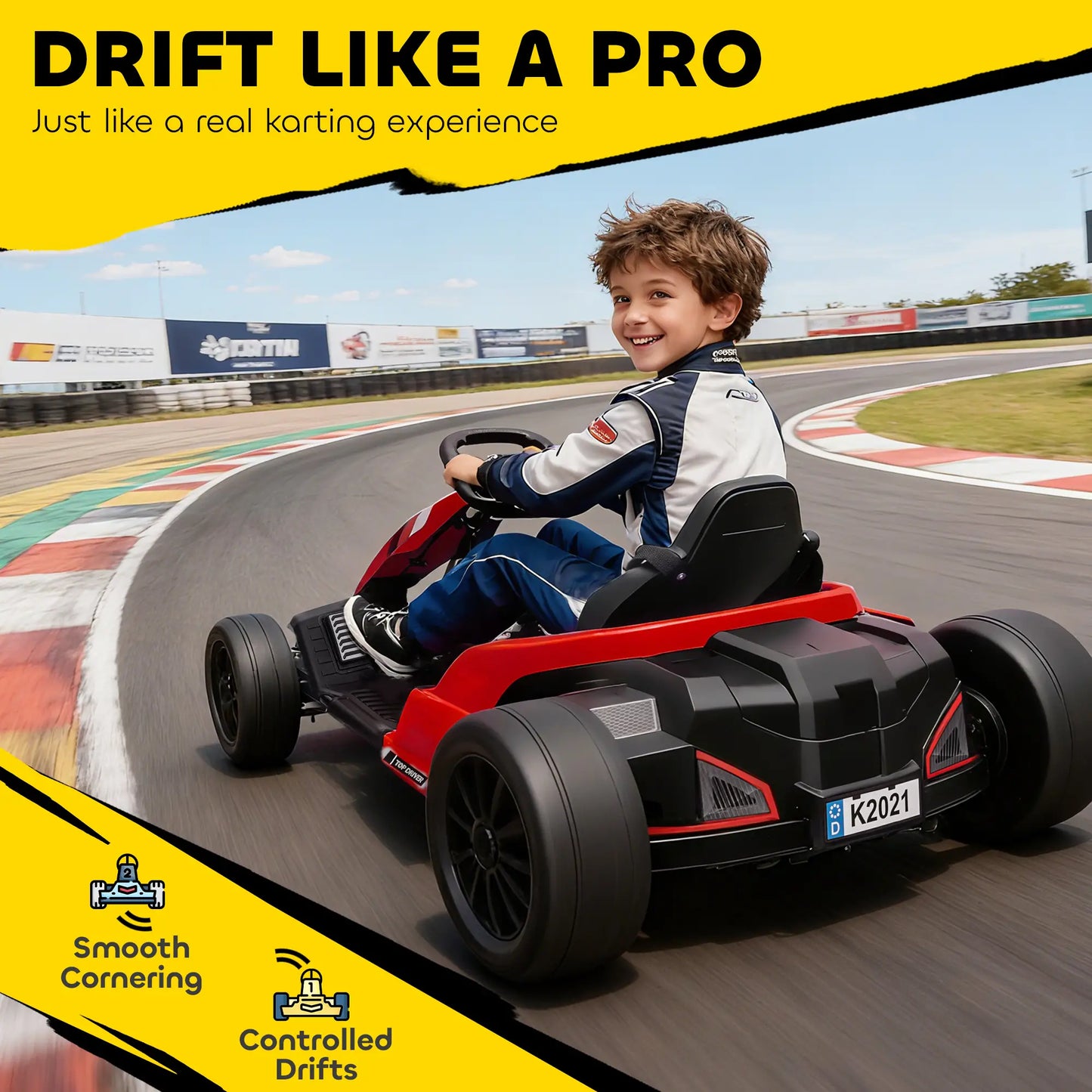 24V Electric Go Kart, Dual 150W Motors, Adjustable Seat, 11.2MPH, Red Electric Ride-On Toys at Gallery Canada