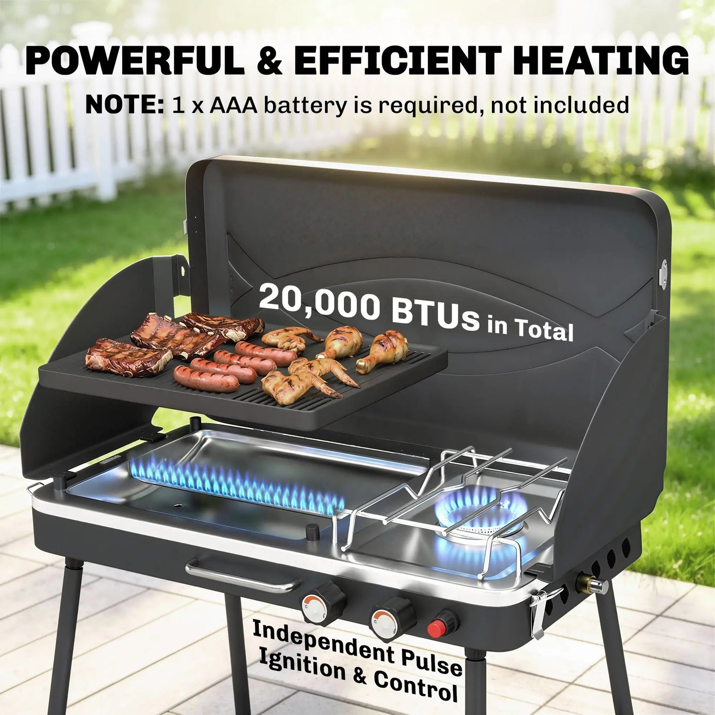 Camping Stove Gas Griddle Combo, 20,000 BTU, Portable, Black Propane Gas Grills at Gallery Canada