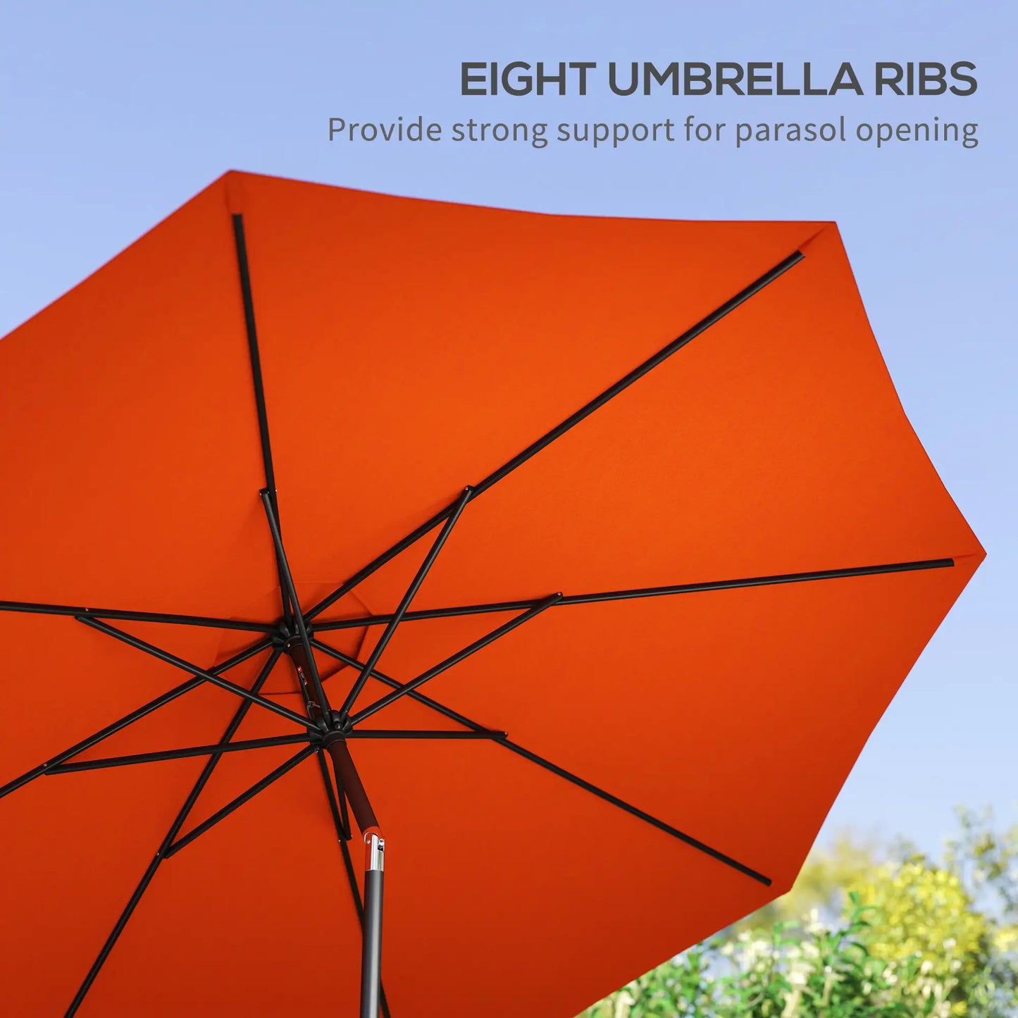 10' x 8' Round Market Umbrella, Patio Parasol With Crank Tilt, Orange Sun Umbrellas at Gallery Canada