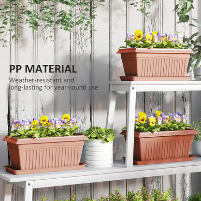 7 Pack 15.7" Plastic Flower Planters, Drainage Holes, Trays, Brown Garden Accessories at Gallery Canada
