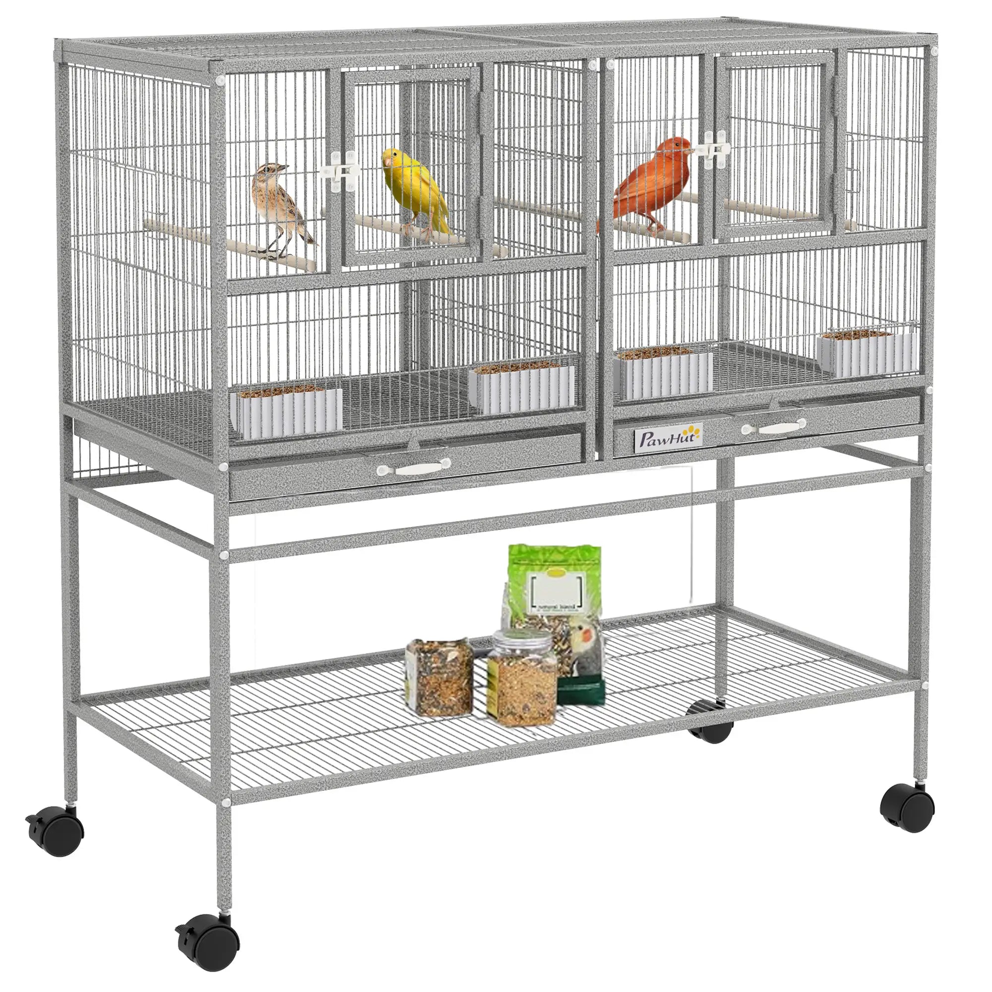 Large Double Rolling Metal Bird Cage, Removable Tray Storage Shelf Bird Cages at Gallery Canada