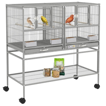 Large Double Rolling Metal Bird Cage, Removable Tray Storage Shelf Bird Cages at Gallery Canada