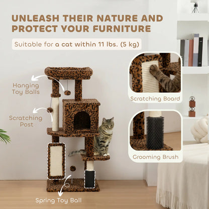 Arbre à chat de 41 pouces avec poteaux à gratter, lit, condo, plates-formes
