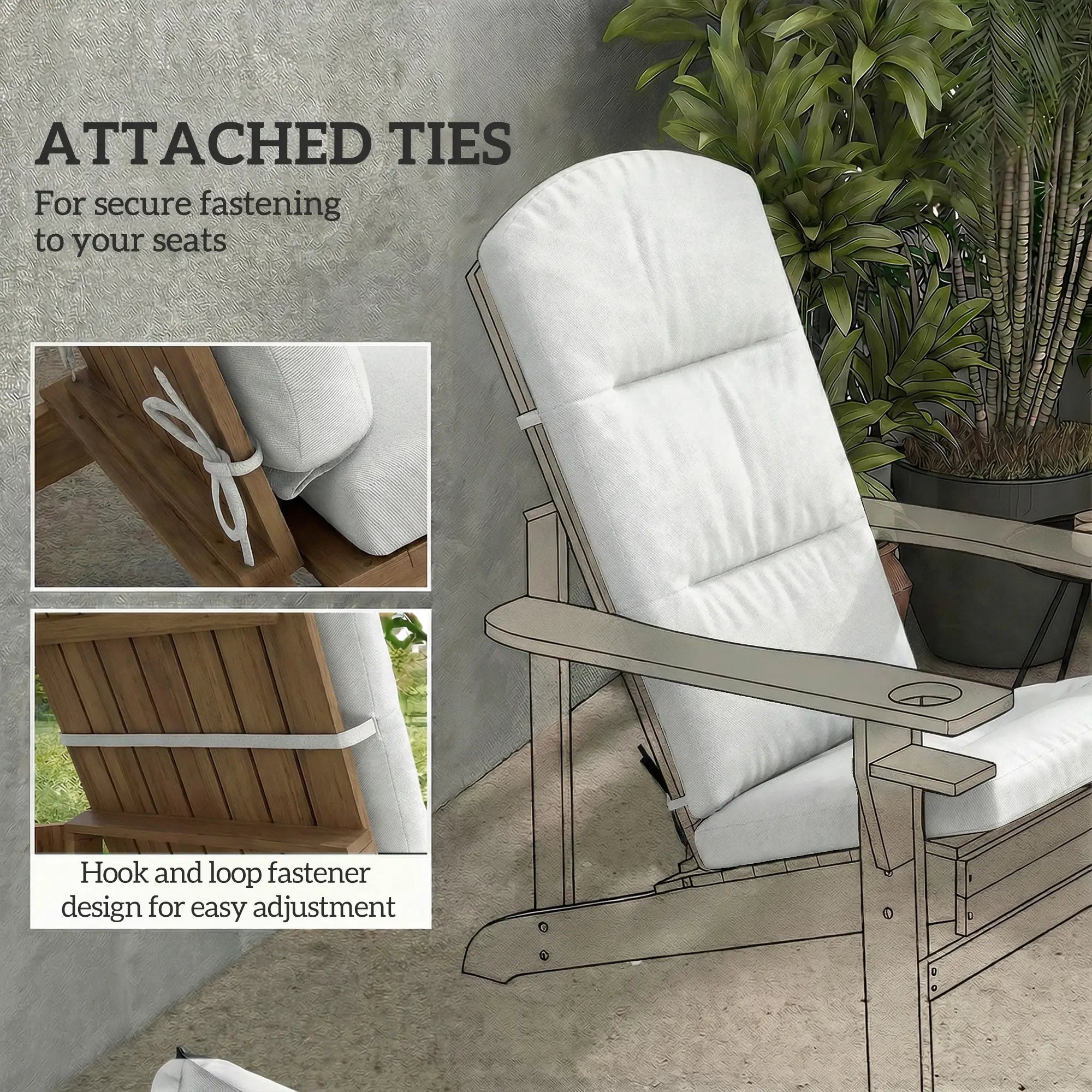 Adirondack Chair Replacement Cushion, With Back And Ties, Light Grey Patio Chair Cushions at Gallery Canada