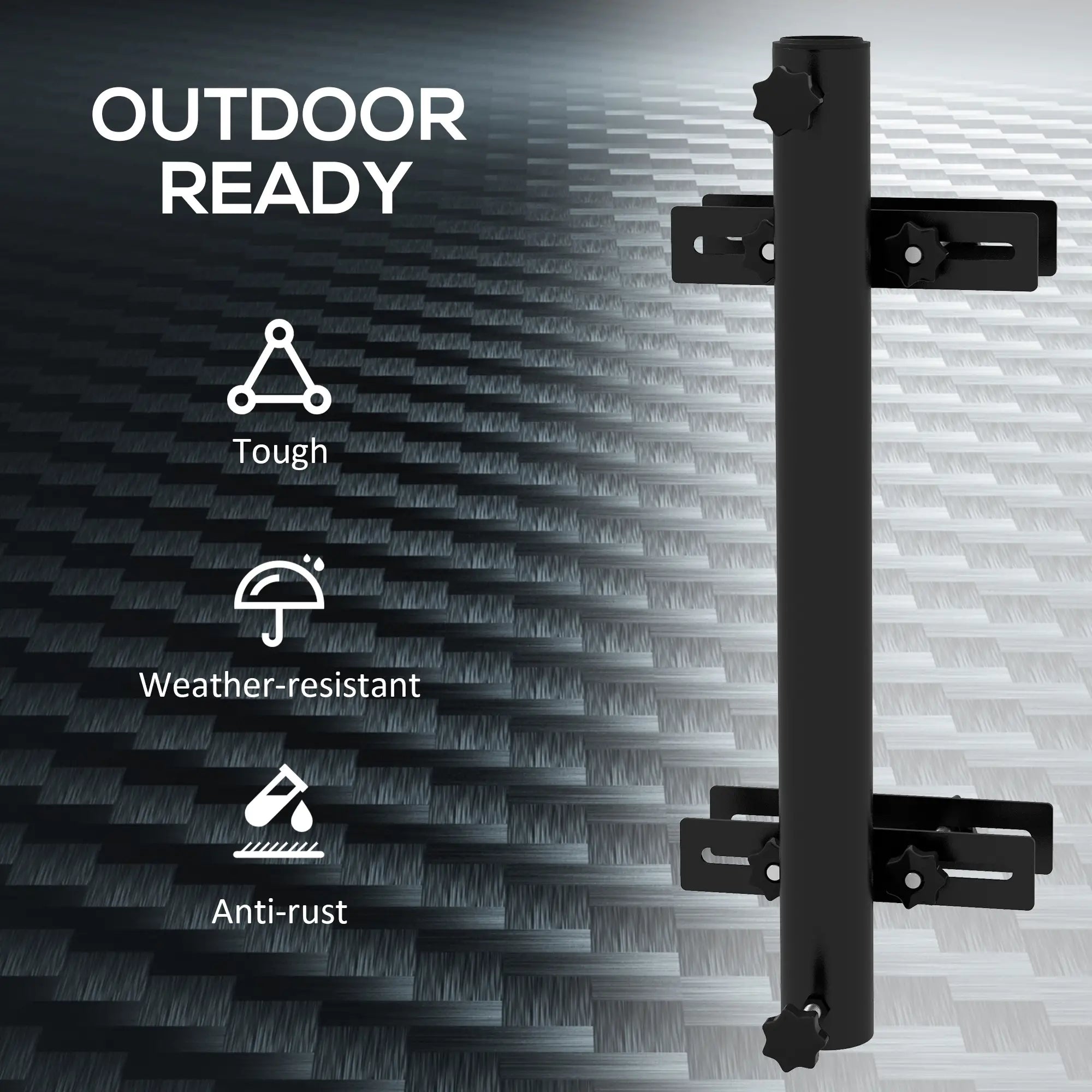 Patio Umbrella Holder Stand, Deck Railing Mount Bracket, Adjustable Clamps, Black Umbrella Bases at Gallery Canada