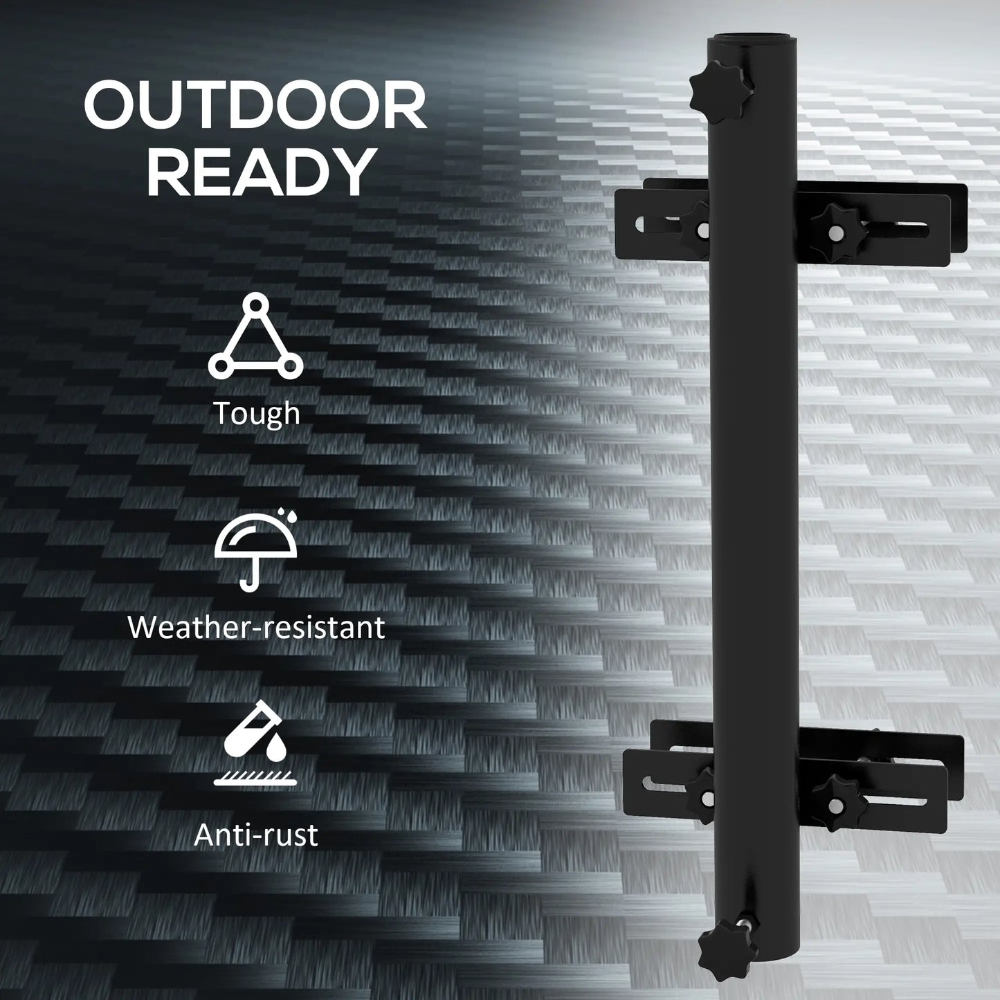 Patio Umbrella Holder Stand, Deck Railing Mount Bracket, Adjustable Clamps, Black Umbrella Bases at Gallery Canada