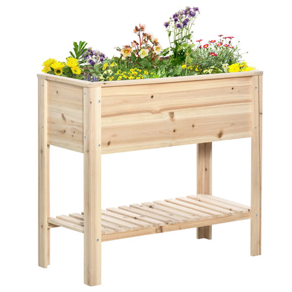 Elevated Planter Box with Storage, 36" x 16" x 32", Natural Elevated Garden Beds Natural at Gallery Canada