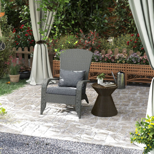 Wicker Adirondack Chair, PE Rattan Outdoor Fire Pit Chair, Heather Grey