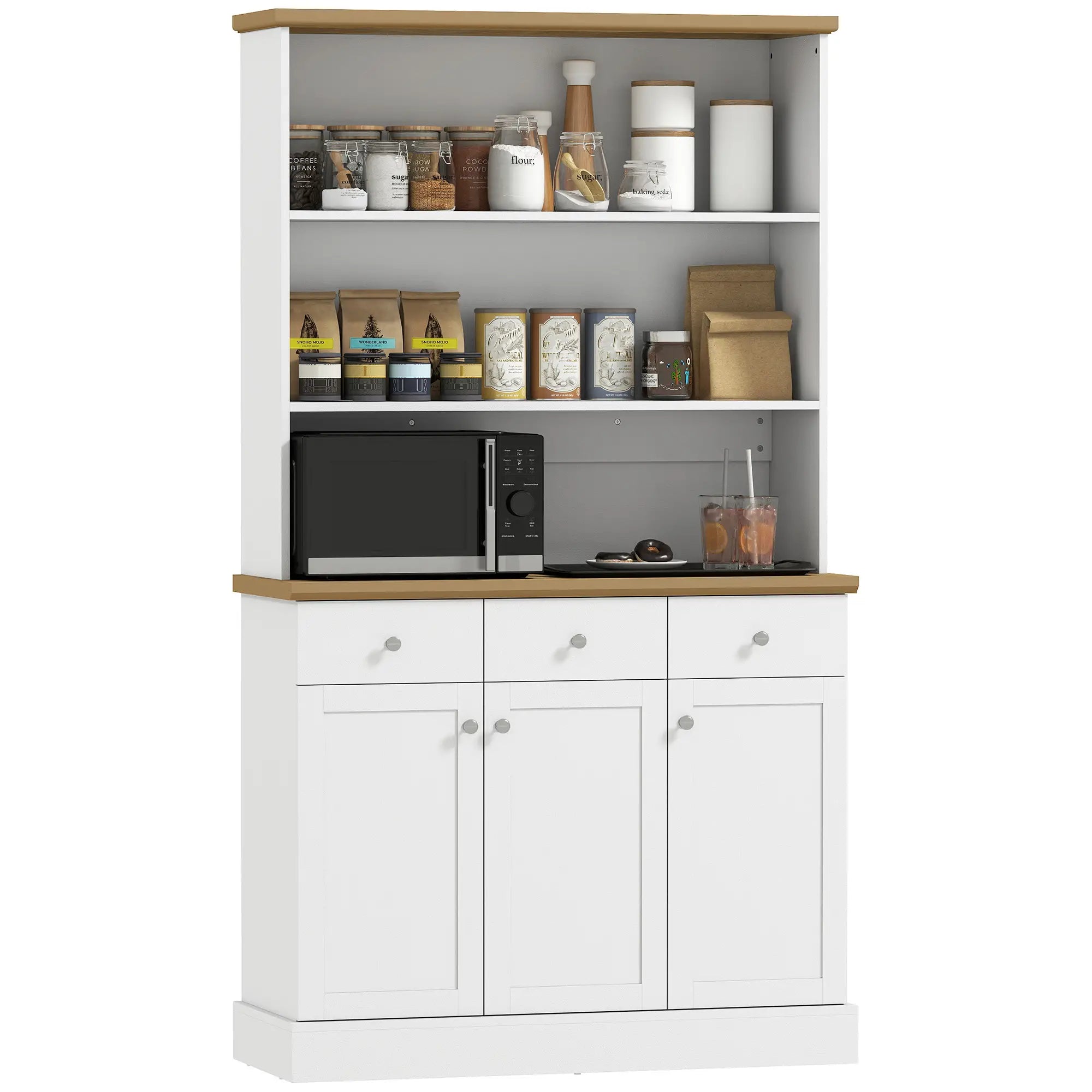 Kitchen Pantry Buffet Server Hutch, Storage Sideboard with Drawers, Cabinets Kitchen Pantry Cabinets at Gallery Canada