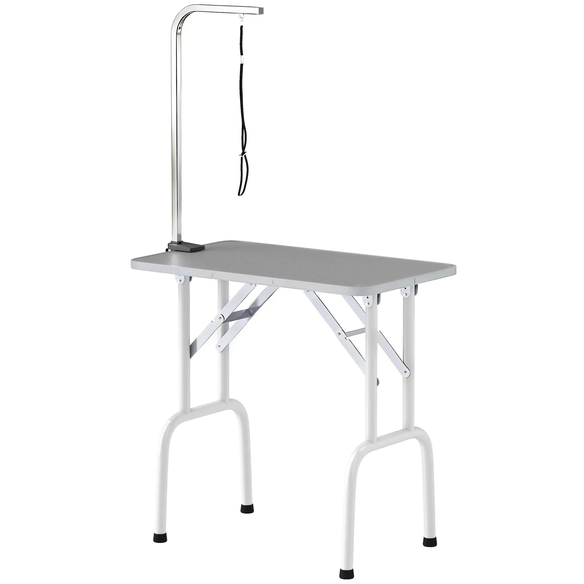Foldable Pet Grooming Table, Adjustable Arm, Non-Slip Surface, Grey Dog Grooming Tables Grey, White at Gallery Canada