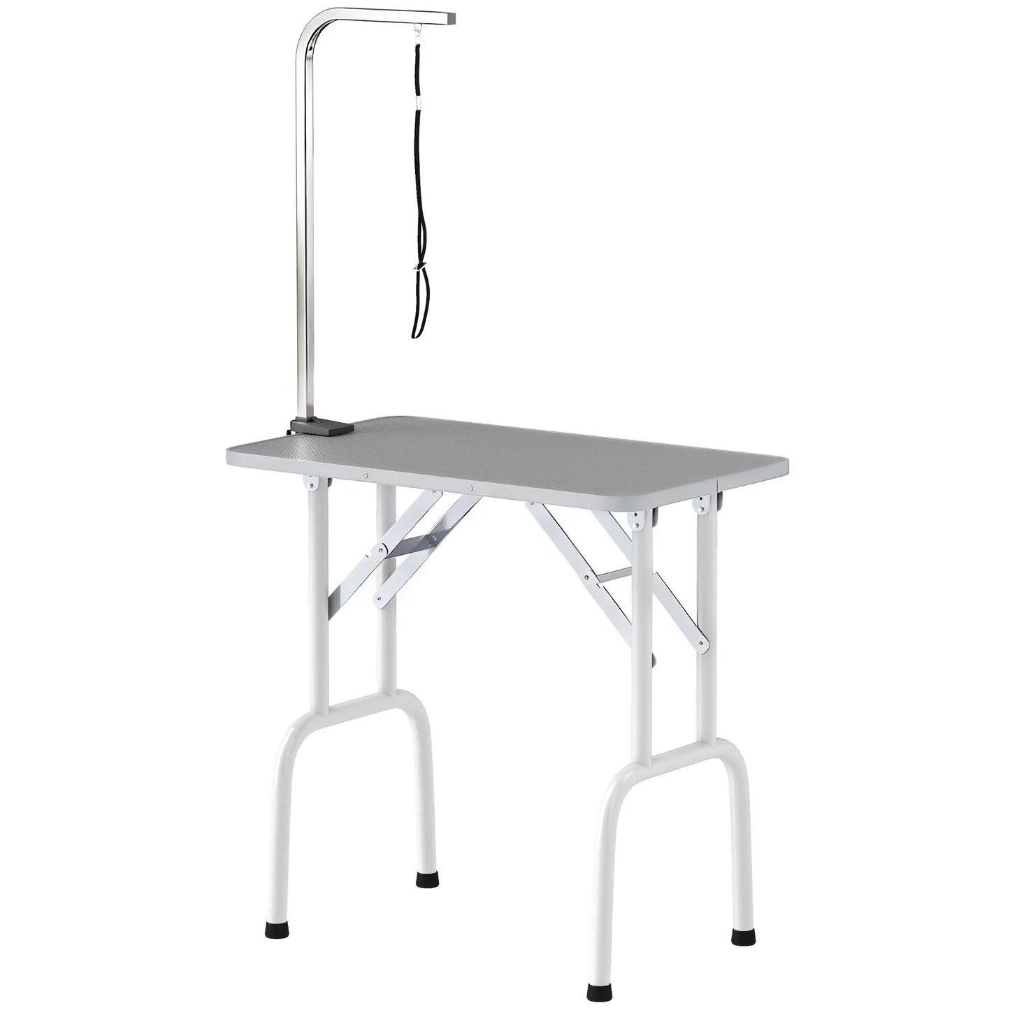 Foldable Pet Grooming Table, Adjustable Arm, Non-Slip Surface, Grey Dog Grooming Tables Grey, White at Gallery Canada