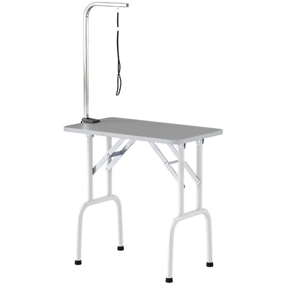 Foldable Pet Grooming Table, Adjustable Arm, Non-Slip Surface, Grey Dog Grooming Tables Grey, White at Gallery Canada