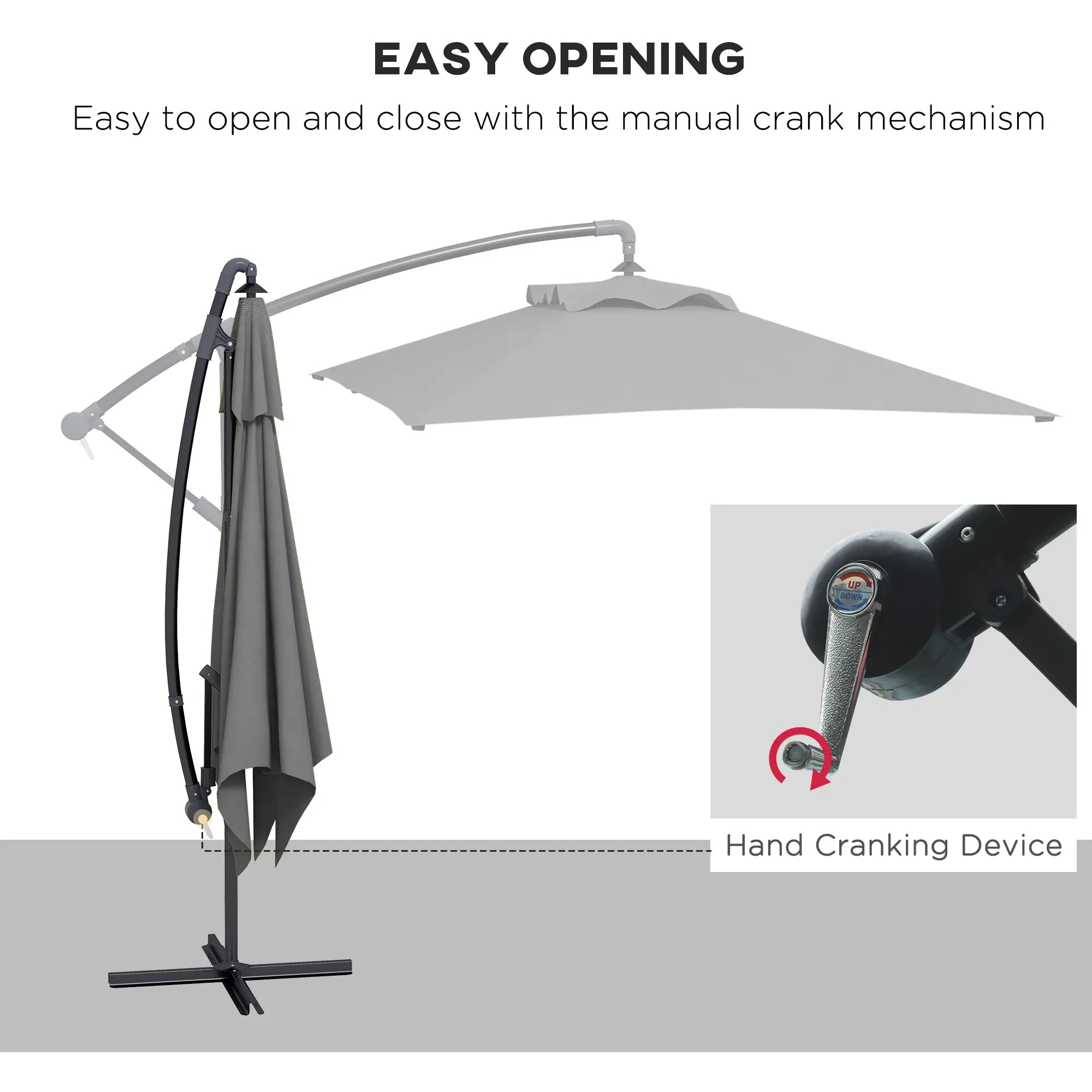 3m Patio Offset Umbrella, With Cross Base, Dark Grey Offset Cantilever Umbrellas at Gallery Canada