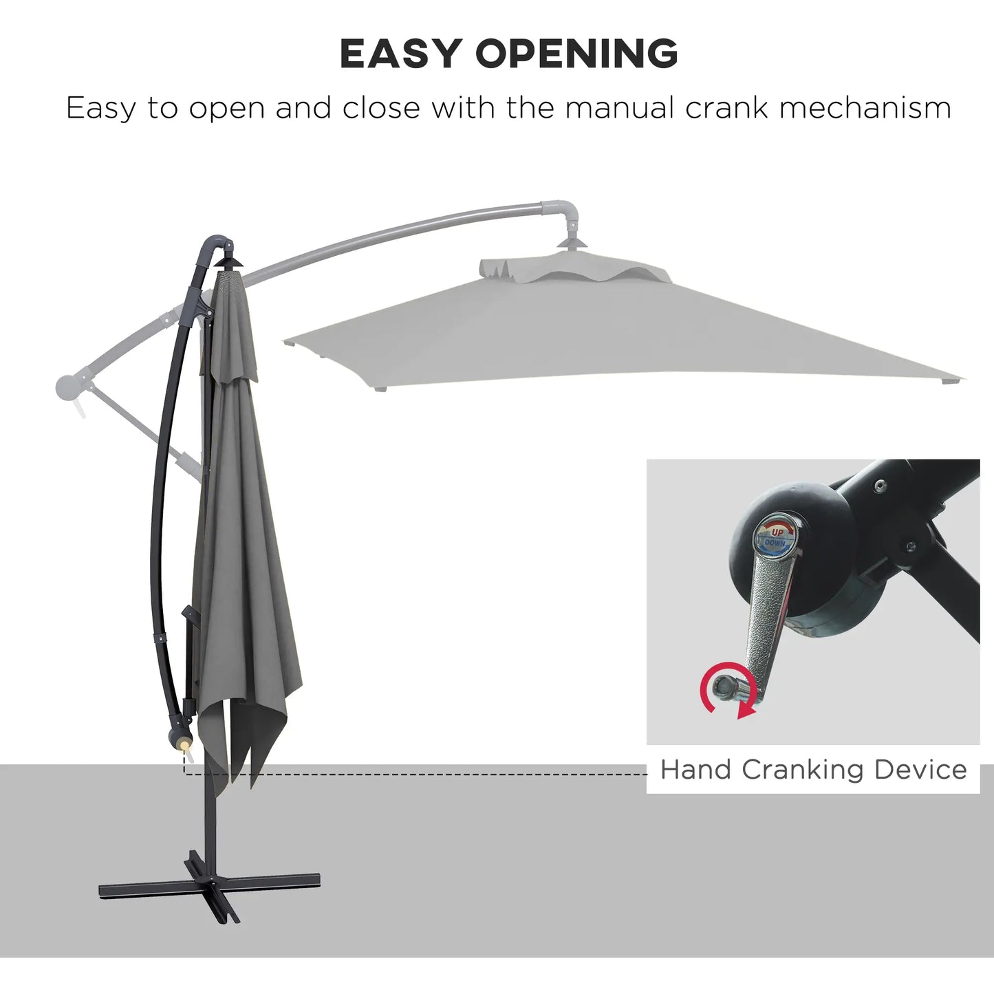 3m Patio Offset Umbrella, With Cross Base, Dark Grey Offset Cantilever Umbrellas at Gallery Canada