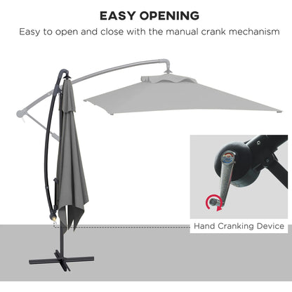 3m Patio Offset Umbrella, With Cross Base, Dark Grey Offset Cantilever Umbrellas at Gallery Canada