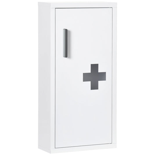Wall Mount Medicine Cabinet Bathroom Cabinet with 2 Shelves, Steel Frame and Magnetic Door, White - Gallery Canada