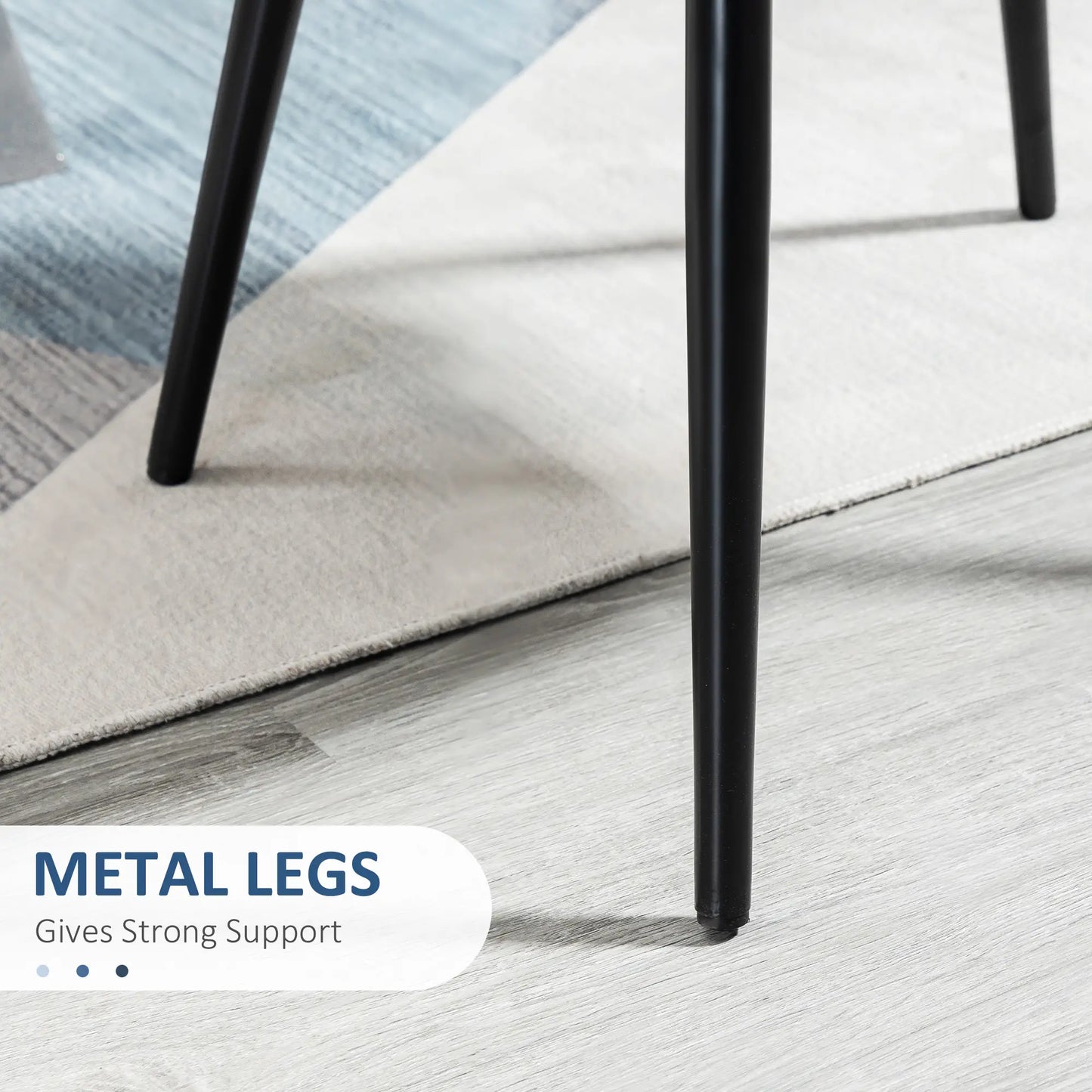 Modern Dining Chairs, Mid-Back Velvet Upholstery, Set of 4, Dark Blue Bar Stools at Gallery Canada