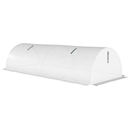 Portable Mini Greenhouse, 7' x 3' x 2', Steel Frame With 5 Mesh Windows, White