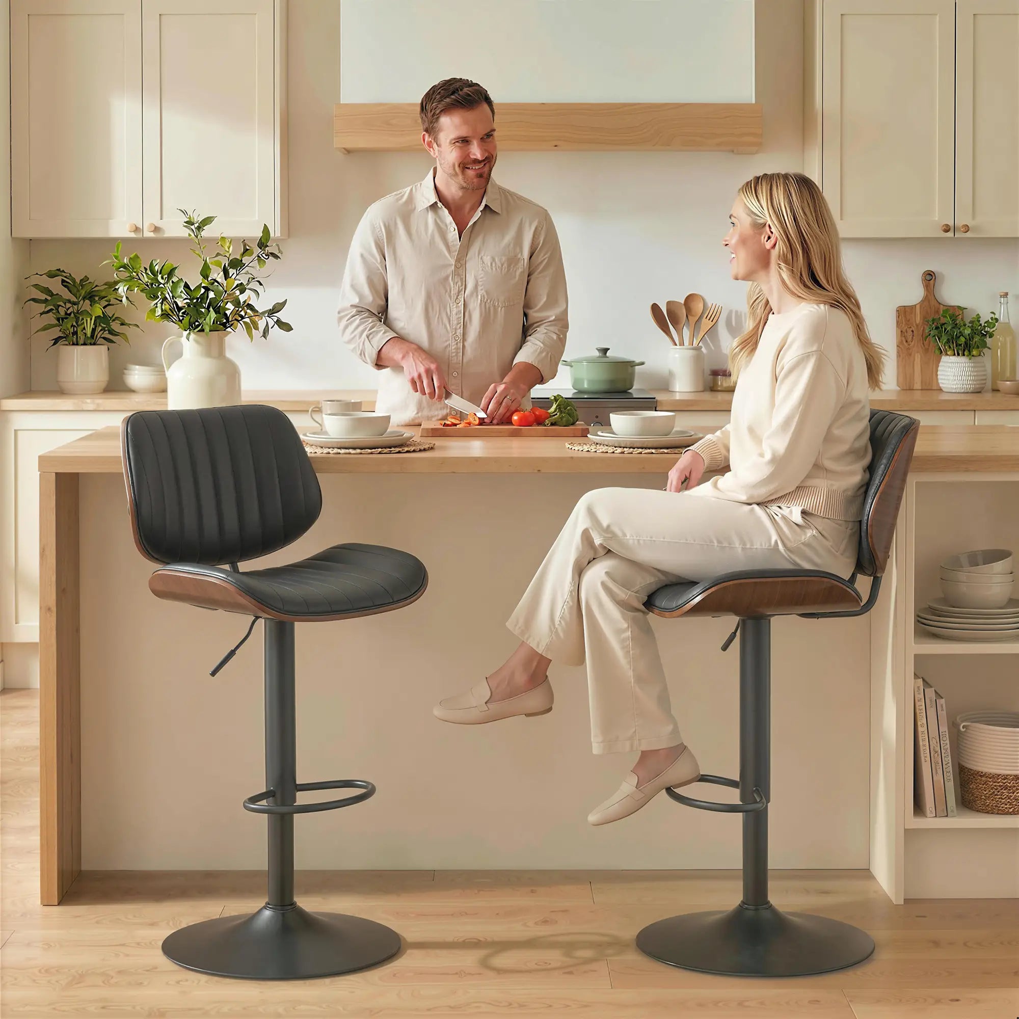Swivel Bar Stools Set of 2, Counter Height, Adjustable, Black Bar Stools at Gallery Canada