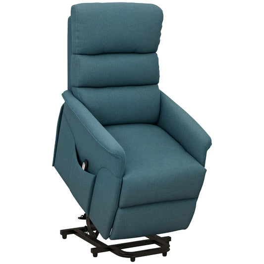 Power Lift Chair Recliner, Remote Control, Side Pockets, Blue Electric Power Lift Chairs Blue at Gallery Canada
