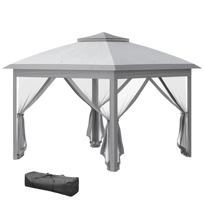 11' x 11' Pop Up Gazebo, Double Roof Foldable Canopy Tent, Grey Pop Up Canopies at Gallery Canada