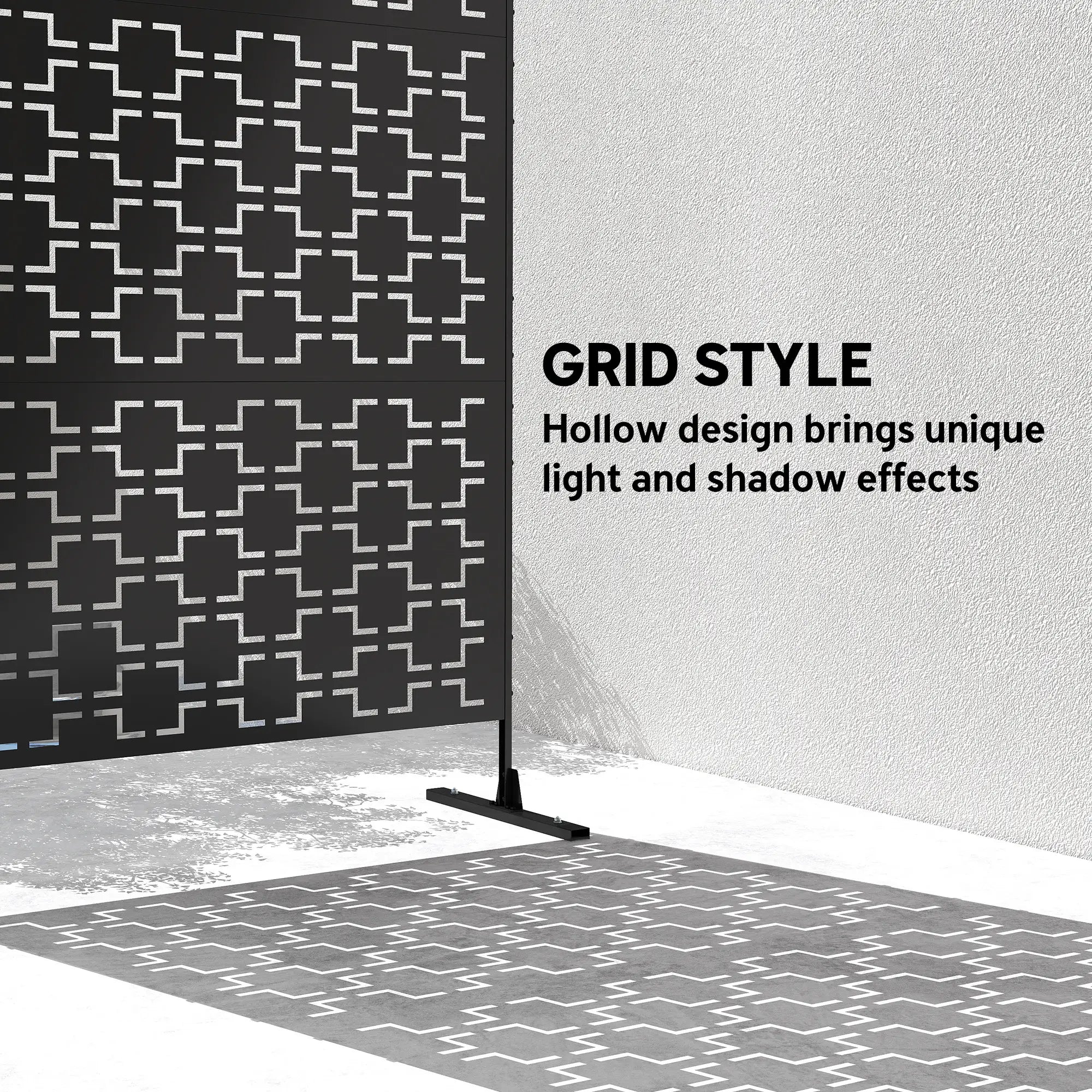 6.5FT Metal Privacy Screen, Grid Style, Outdoor Divider, Black Side Awnings at Gallery Canada
