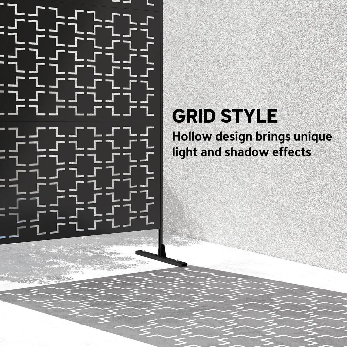 6.5FT Metal Privacy Screen, Grid Style, Outdoor Divider, Black Side Awnings at Gallery Canada