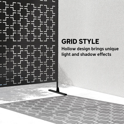 6.5FT Metal Privacy Screen, Grid Style, Outdoor Divider, Black Side Awnings at Gallery Canada