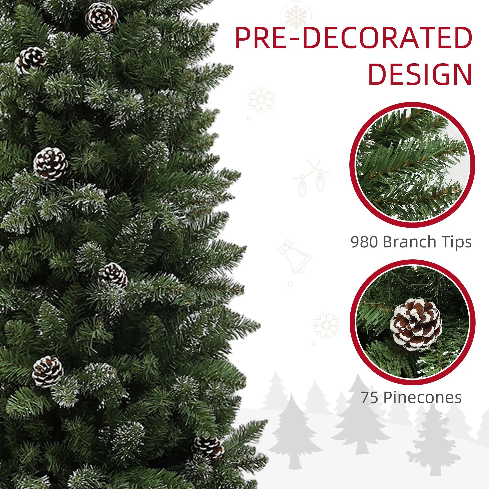7ft Artificial Pencil Christmas Tree, 980 Branches, Pinecones, Metal Stand Pencil Christmas Trees at Gallery Canada
