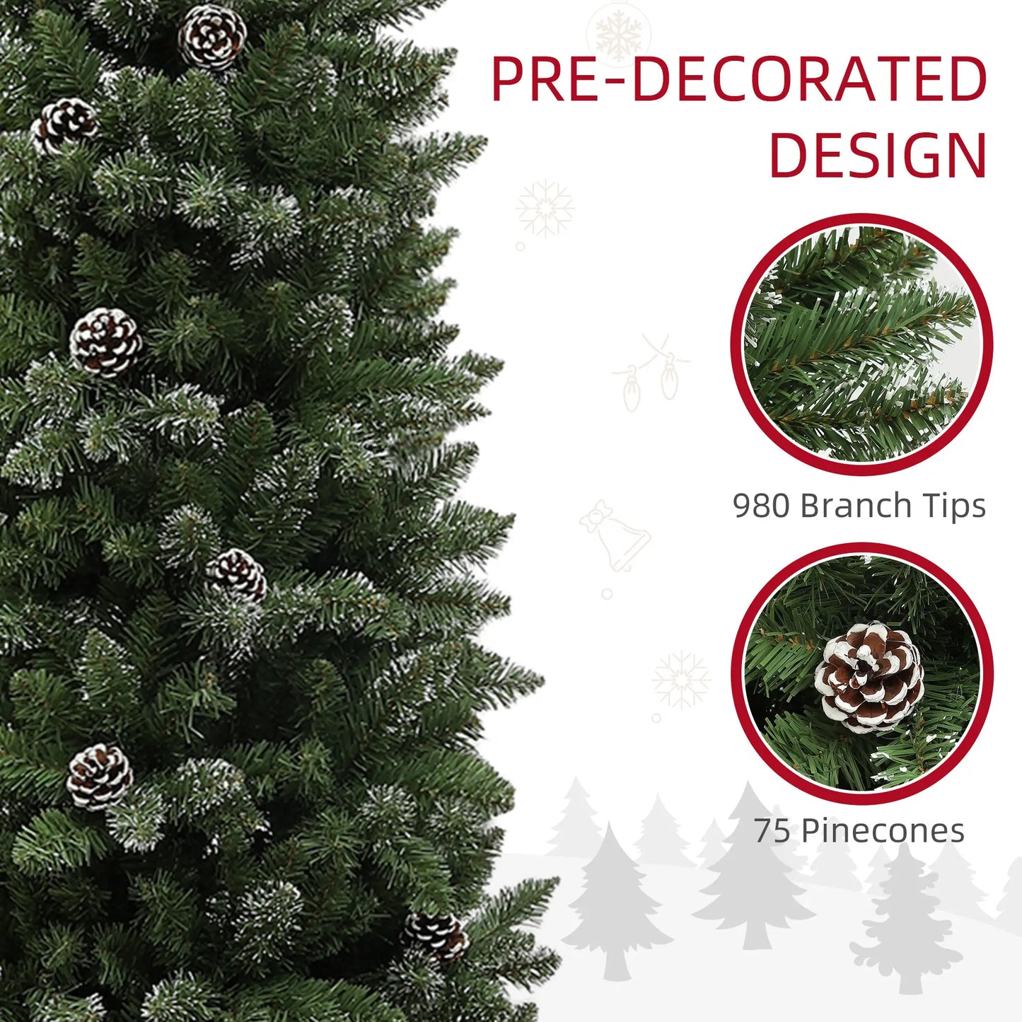 7ft Artificial Pencil Christmas Tree, 980 Branches, Pinecones, Metal Stand Pencil Christmas Trees at Gallery Canada