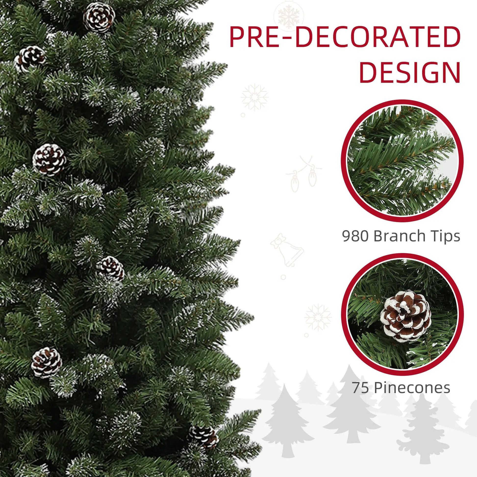 7ft Artificial Pencil Christmas Tree, 980 Branches, Pinecones, Metal Stand Pencil Christmas Trees at Gallery Canada