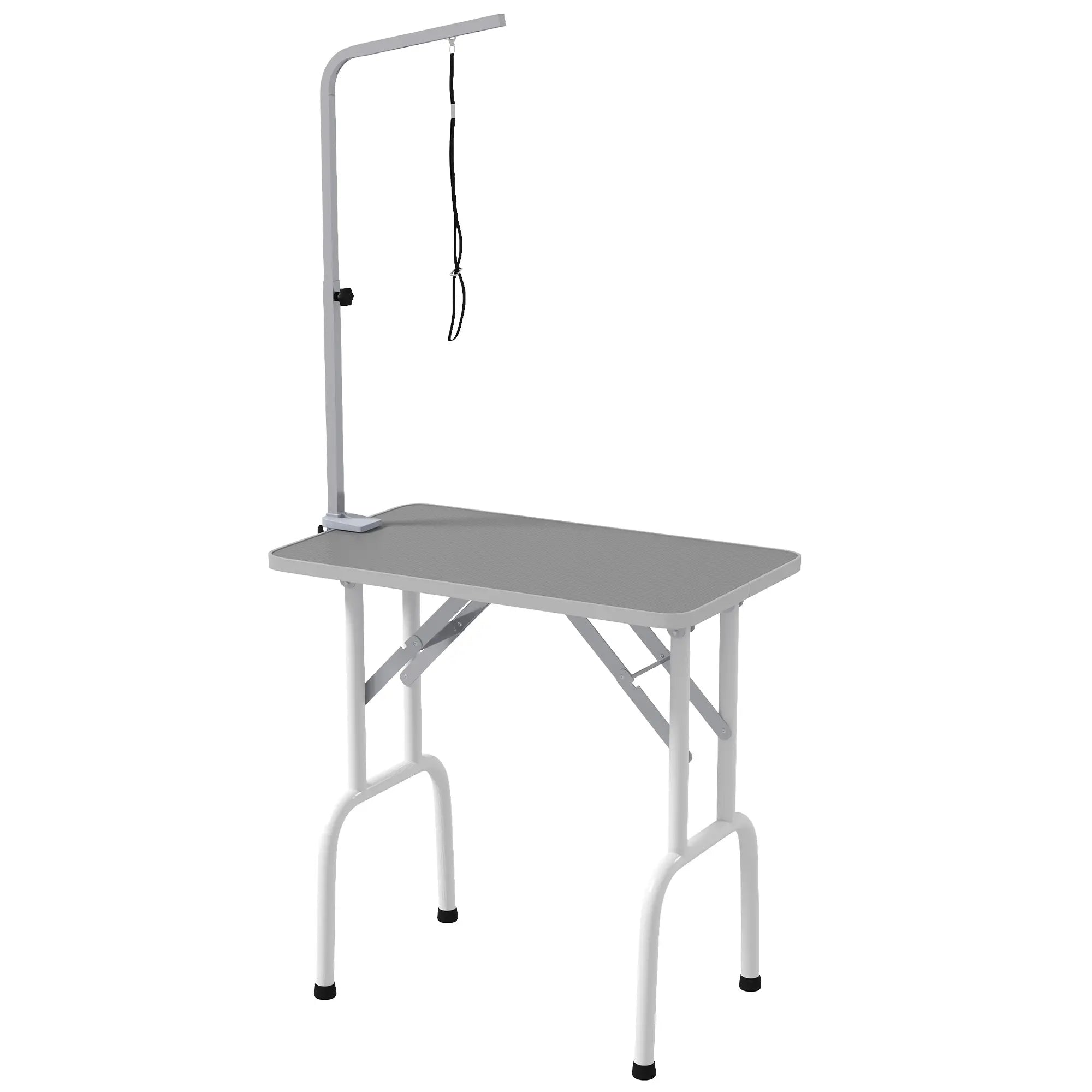 Foldable Pet Grooming Table, Adjustable Arm, Non-Slip, Grey Dog Grooming Tables Grey, White at Gallery Canada