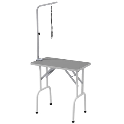 Foldable Pet Grooming Table, Adjustable Arm, Non-Slip, Grey Dog Grooming Tables Grey, White at Gallery Canada