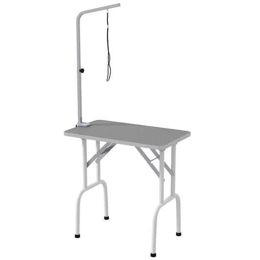 Foldable Pet Grooming Table, Adjustable Arm, Non-Slip, Grey Dog Grooming Tables Grey, White at Gallery Canada