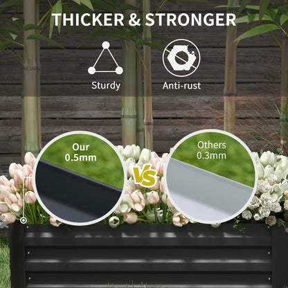 Lit de jardin surélevé en acier, bac à plantes surélevé, 39"x20"x12", Noir