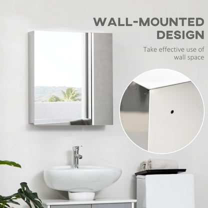 Wall Mounted Medicine Cabinet, Mirror, Hinged Doors, 3-Tier Shelves, Silver Mirror Medicine Cabinets at Gallery Canada