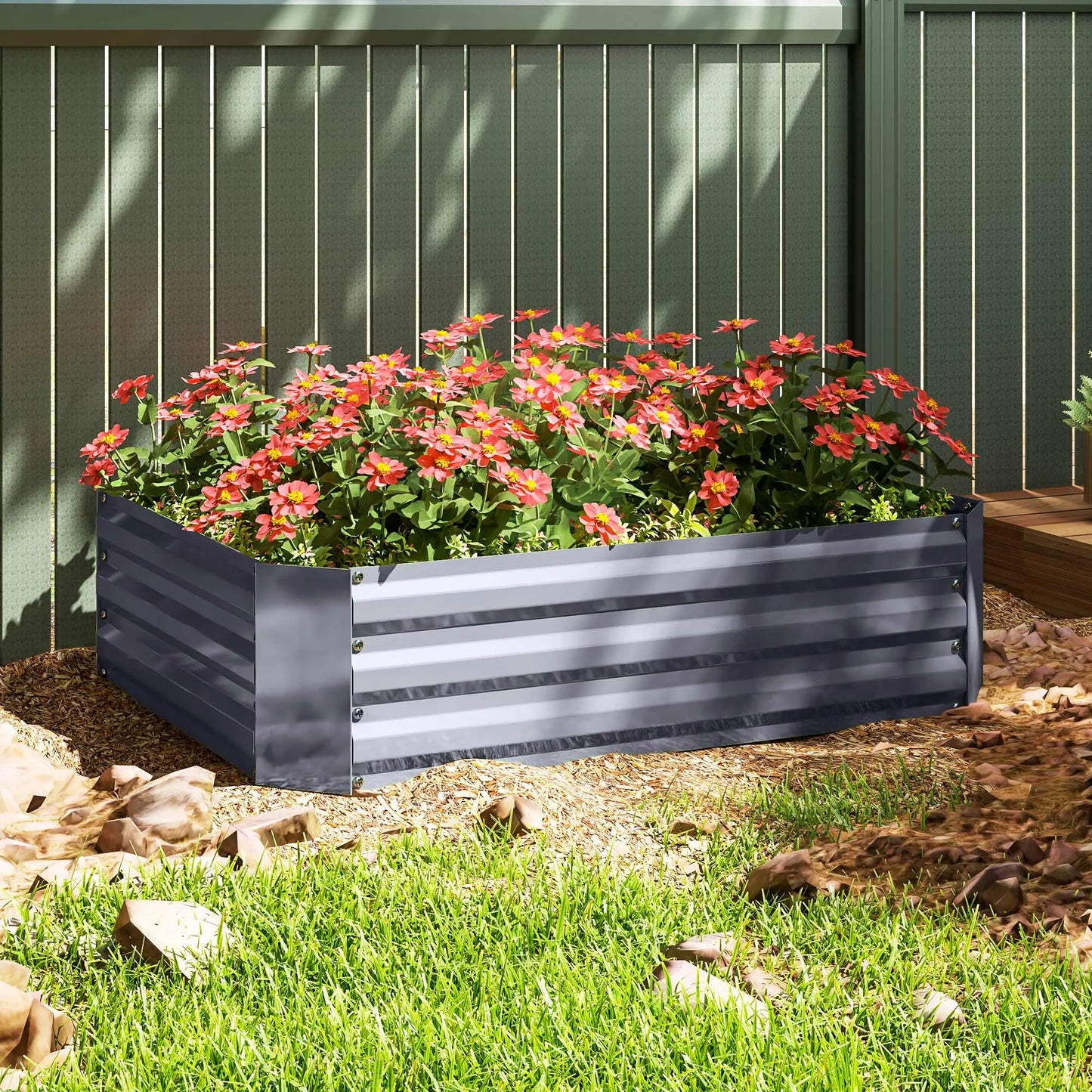 Galvanized Raised Garden Bed, 4' x 3' x 1', Outdoor Metal Planter Box, Dark Grey Galvanized Planter Boxes at Gallery Canada